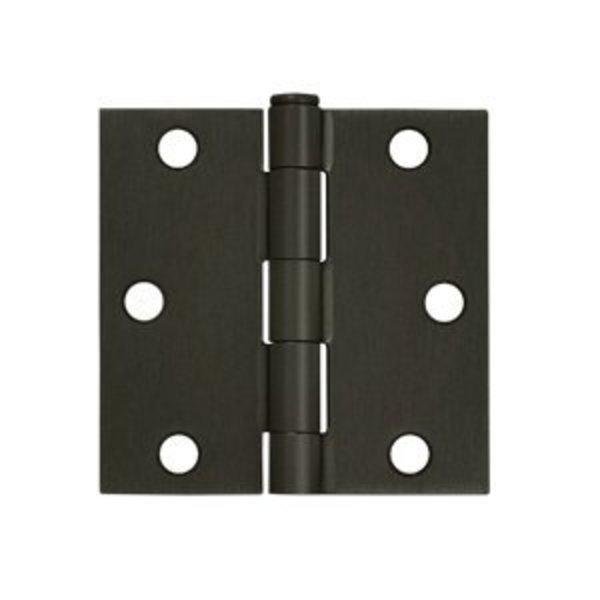 Oil Rubbed Bronze 3 x 3 Square Corner Plain Bearing Mortise Hinge, 10PK pairs, Deltana, Mfr#: S33U10B-R-XCP10